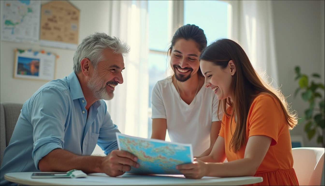 Visitors discovering Santorini with guidance from our experienced car rental Santorini staff.